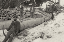 Die Holzstämme wurden erst im Herbst mit Hilfe einer Rinne oder im Winter mit dem Schlitten zu Tal gebracht.
